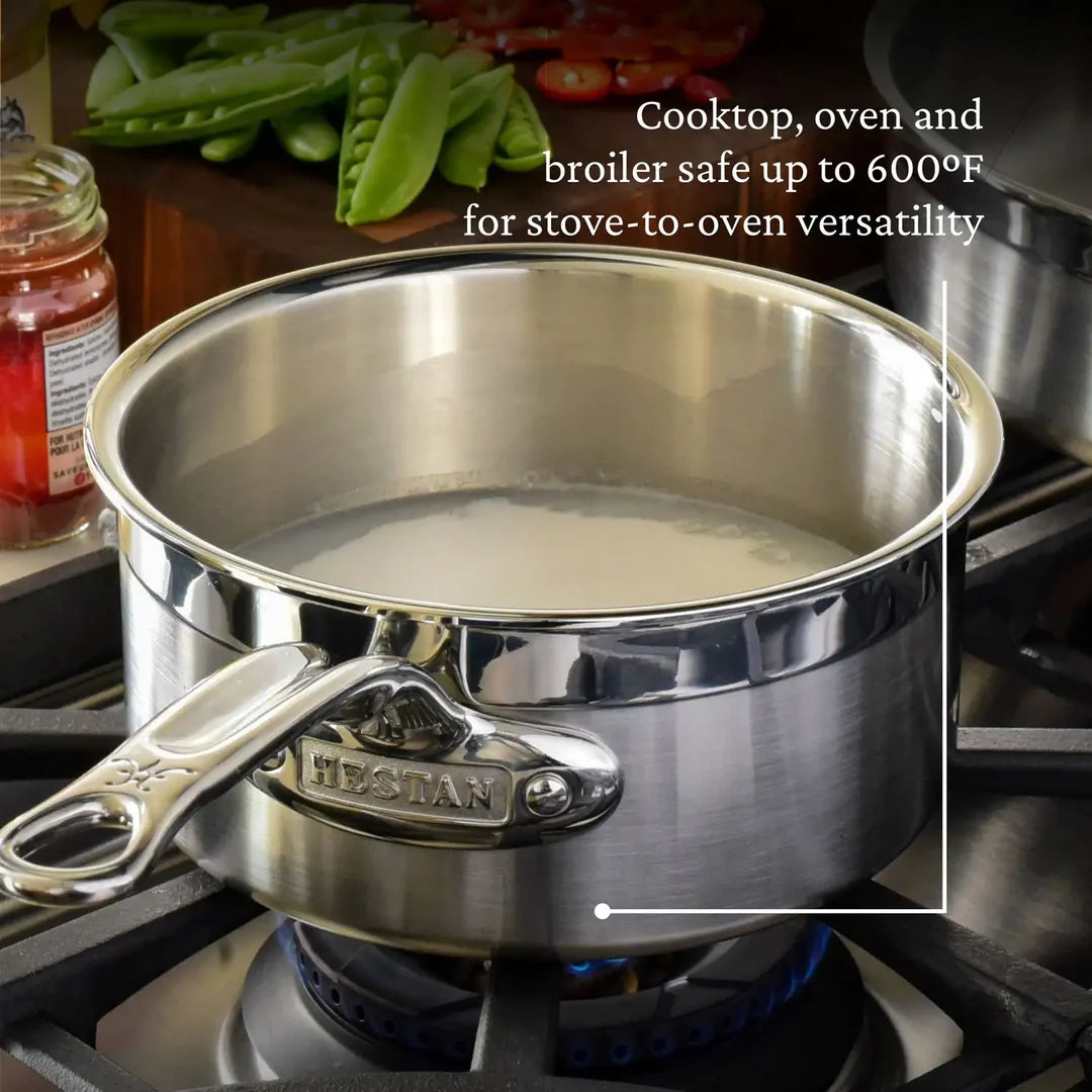 Hestan ProBond Professional Clad Stainless-Steel Covered Saucepan 4 quart