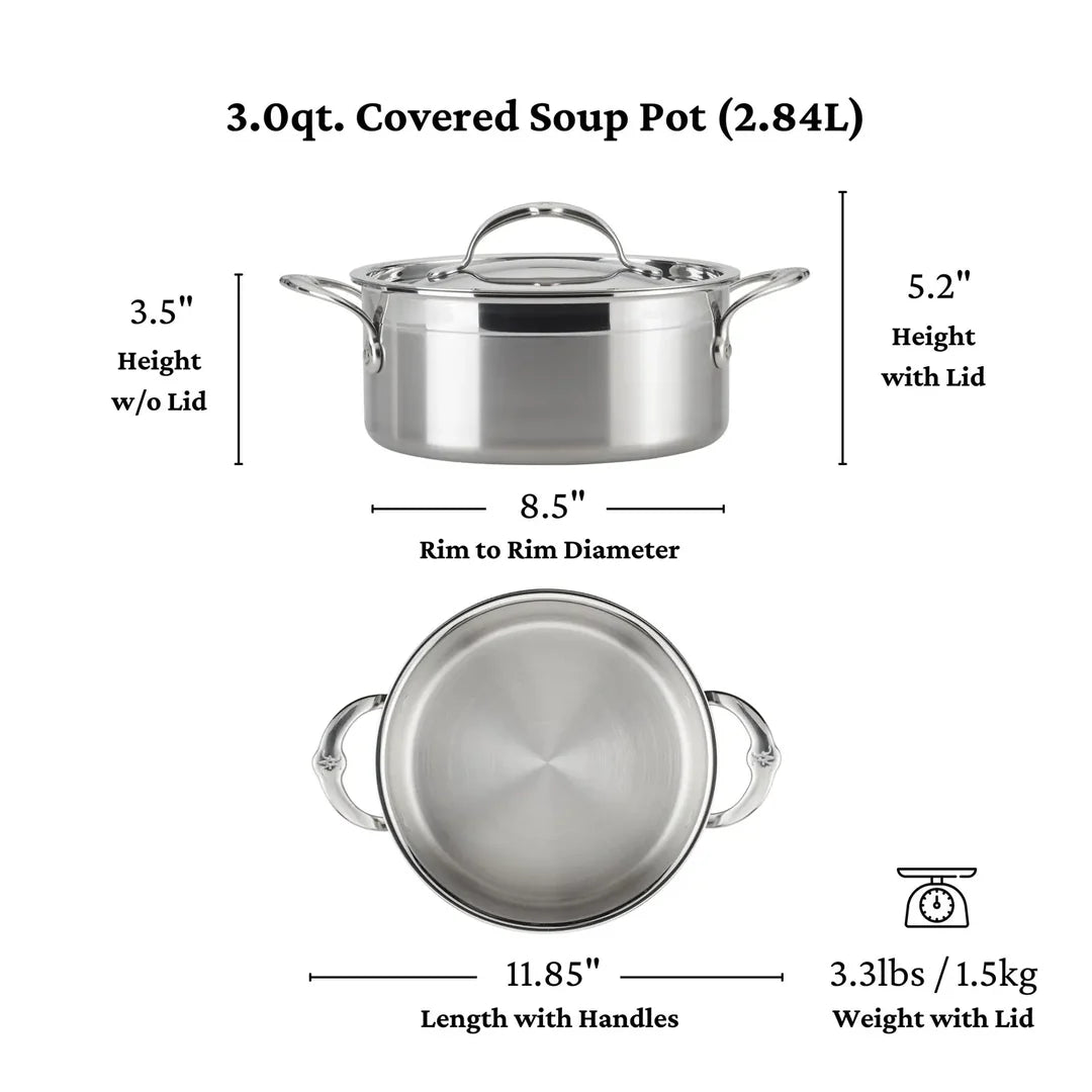 Hestan ProBond Professional Clad Stainless-Steel Soup Pot, 3-Qt.