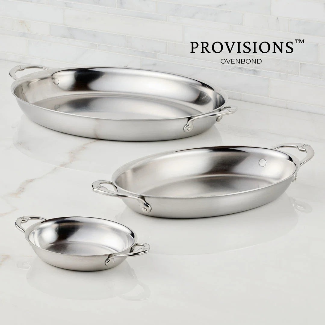 Hestan Provisions Stainless-Steel Small Oval Gratins Set of Two