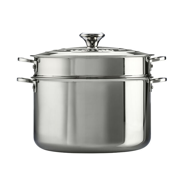 Le Creuset Signature Stainless Steel Stockpot with Colander Insert 9 qt