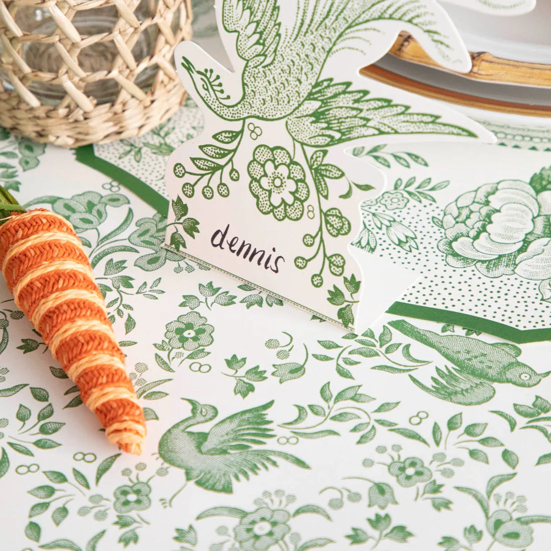 Green Regal Peacock Paper Table Runner