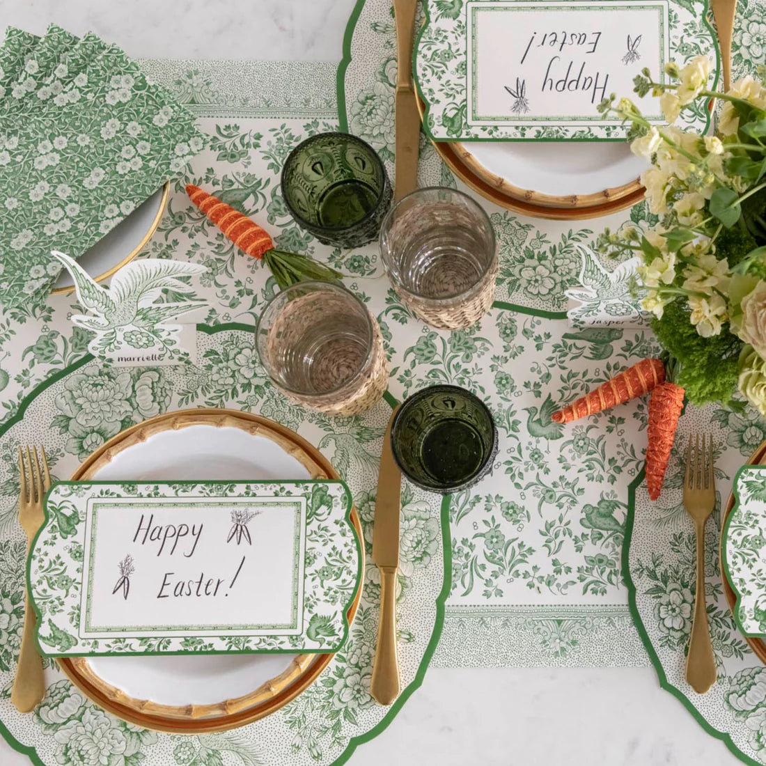 Green Regal Peacock Paper Table Runner