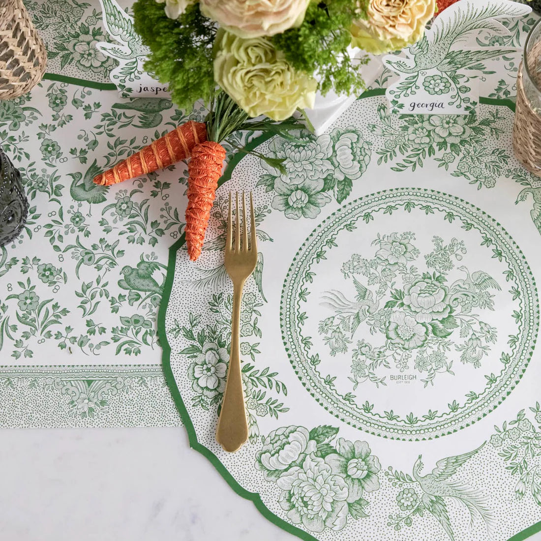 Green Regal Peacock Paper Table Runner