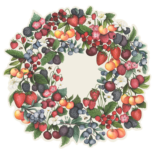 Die Cut Berry Wreath Paper Placemat