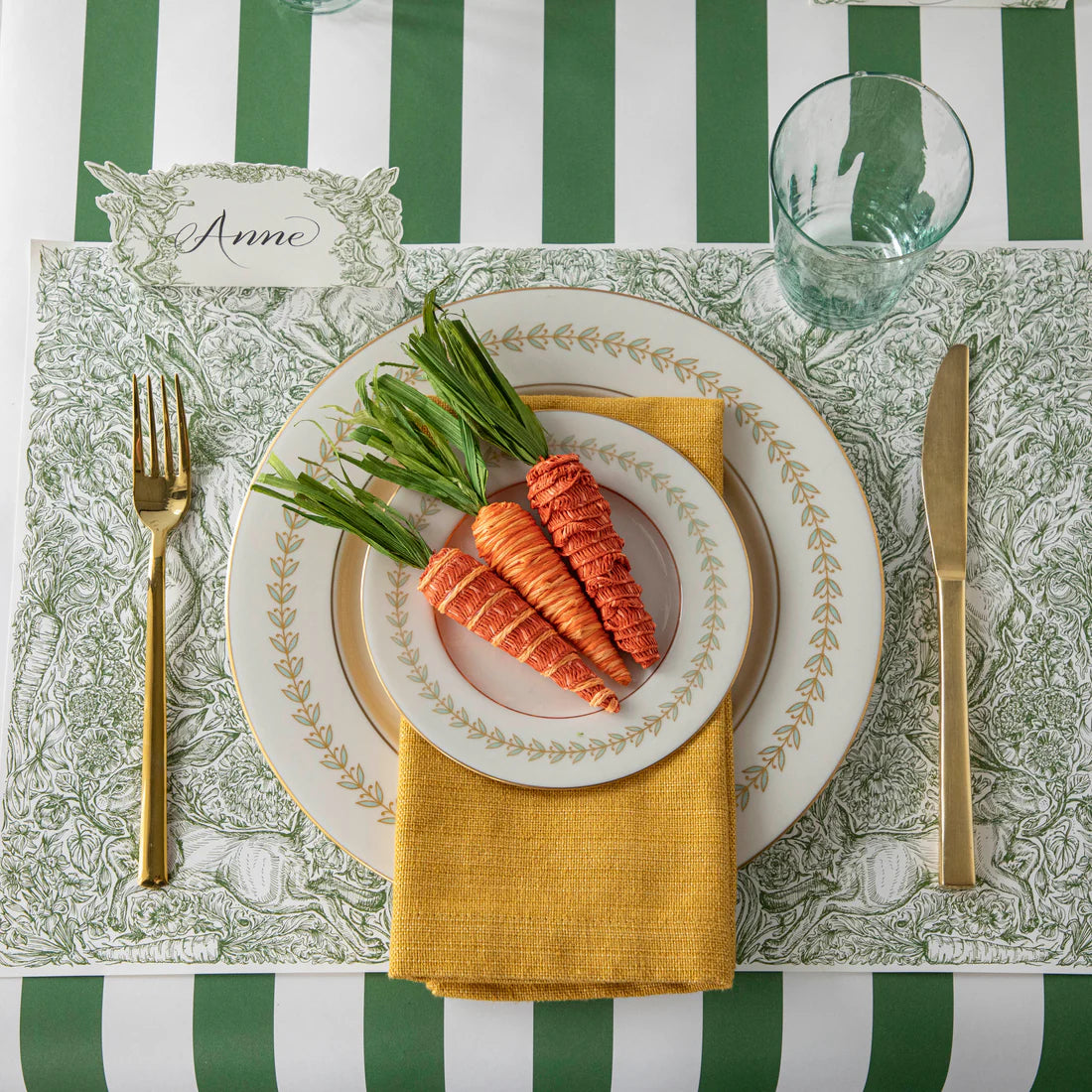 Dark Green Classic Stripe Paper Runner