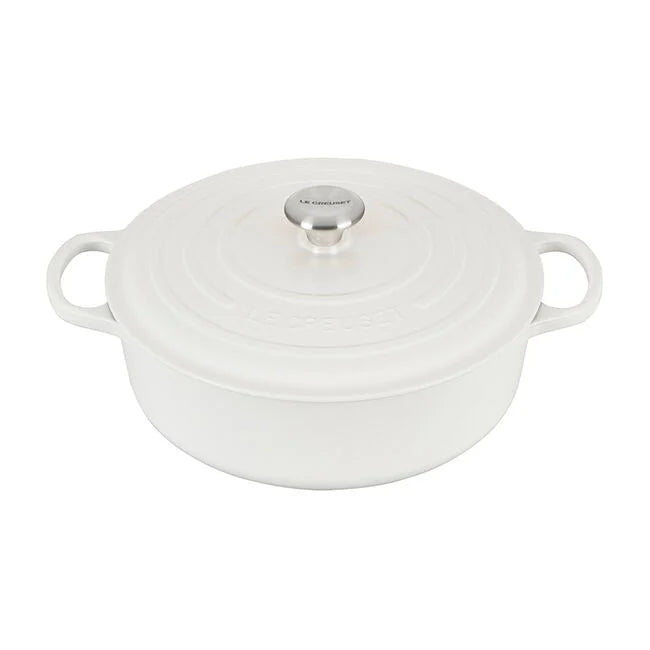 Le Creuset Signature Round Wide Oven in White 6.75 qt