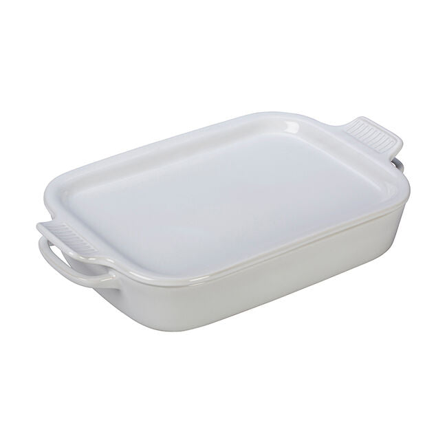 Le Creuset Rectangular Dish with Platter Lid in White