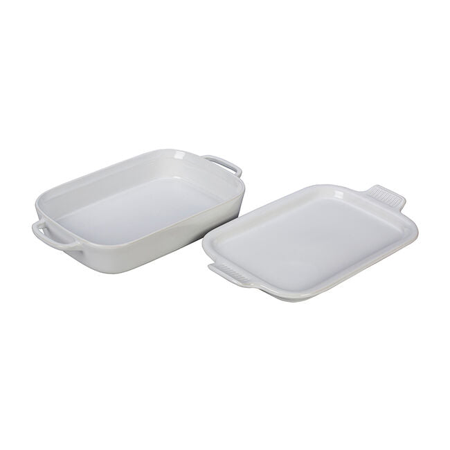 Le Creuset Rectangular Dish with Platter Lid in White