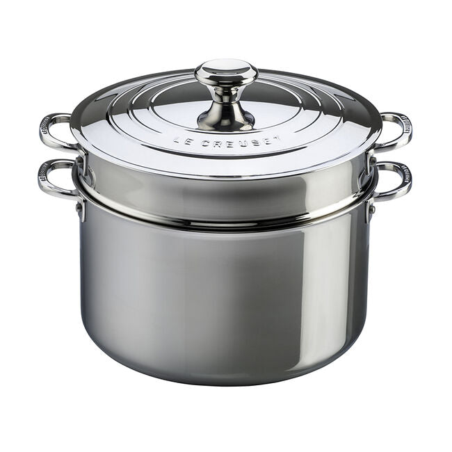 Le Creuset Signature Stainless Steel Stockpot with Colander Insert 9 qt