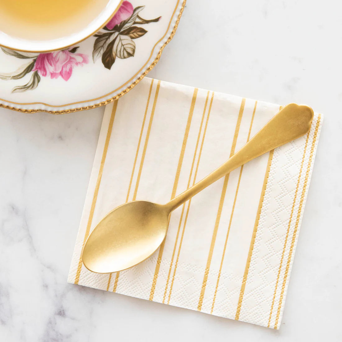 Antique Gold Stripe Cocktail Napkin