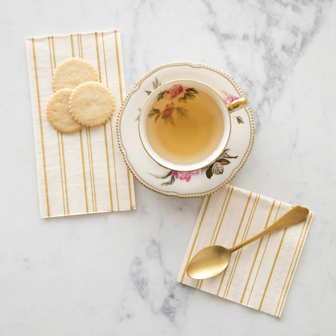 Antique Gold Stripe Cocktail Napkin