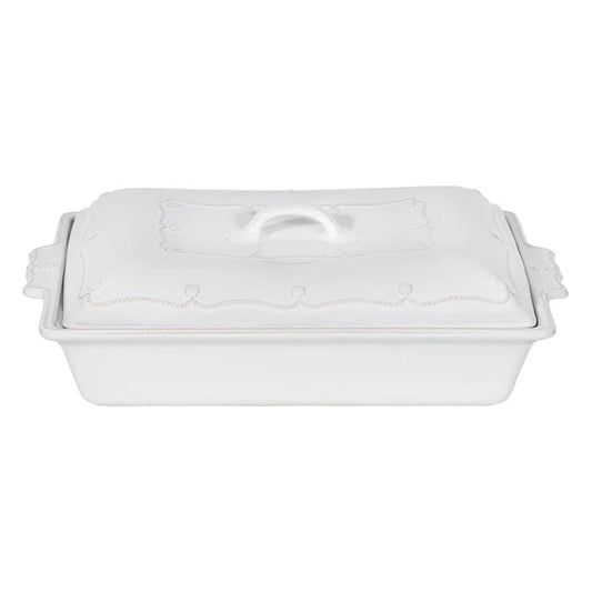 Juliska Berry & Thread 13" Rectangular Baker with Lid - Whitewash