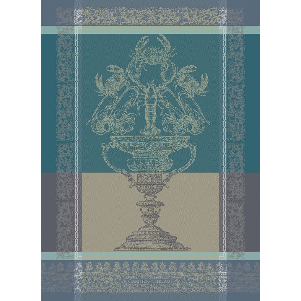 Garnier Thiebaut Coupe Fruits De Mer Turquoise Jacquard Kitchen Towel