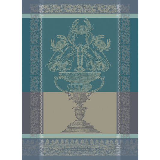 Garnier Thiebaut Coupe Fruits De Mer Turquoise Jacquard Kitchen Towel