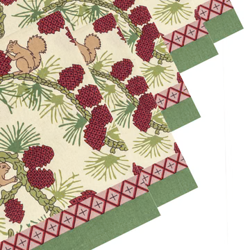 Couleur Nature Squirrel & Pinecone Red & Brown Napkin