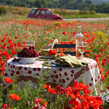 Couleur Nature French Tablecloth Poppies 59"x59"