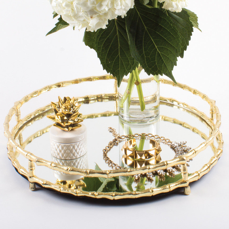 Gold Bamboo Mirrored Tray