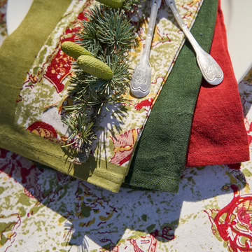 Couleur Nature Renne Red & Green Napkins