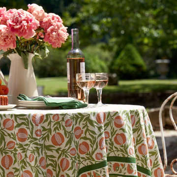 Couleur Nature French Tablecloth Grenadine Orange & Green 59"x59"