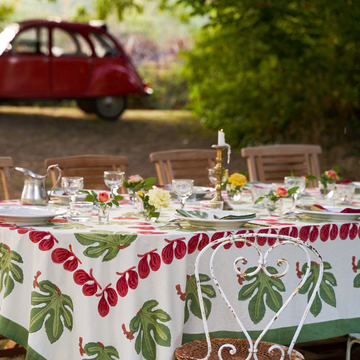 Couleur Nature French Tablecloth Fig Red & Green 71 x 106