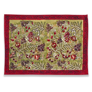 Couleur Nature Winter Garden Wreath Placemat Red & Green