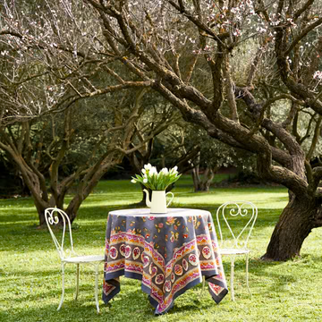 Couleur Nature French Tablecloth Pansy Red & Grey 59"x86"