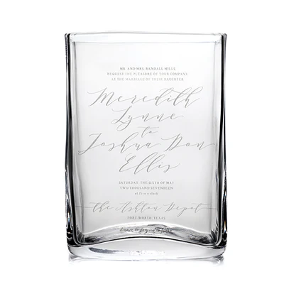 Simon Pearce Engraved Weston Vase - L With Wedding Invitation