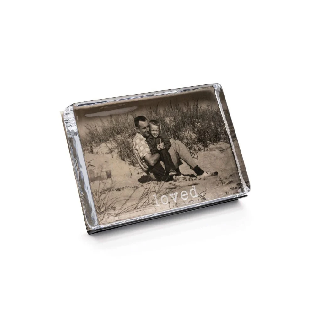 Simon Pearce Woodbury "Loved" Horizontal Photo Block