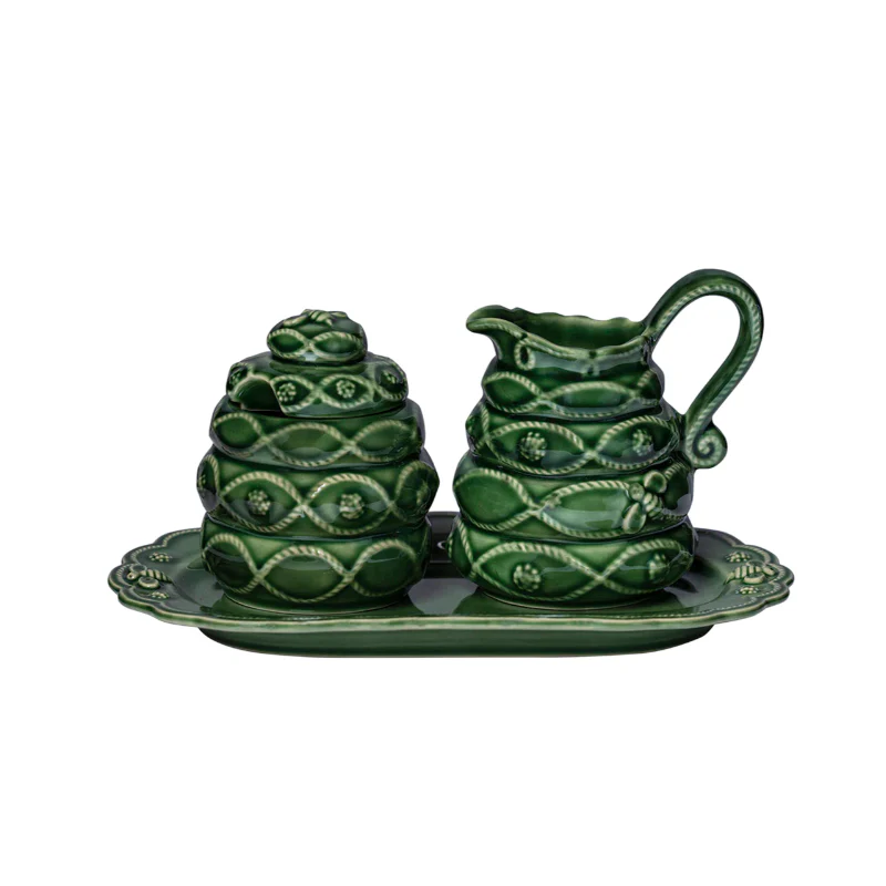 Juliska Veronica Beard Jardins Du Monde Creamer and Sugar Set/3pc - Green