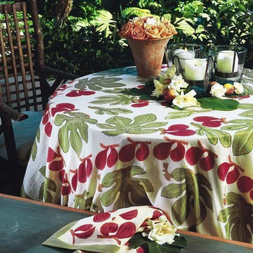 Couleur Nature French Tablecloth Fig Red & Green 71 x 106