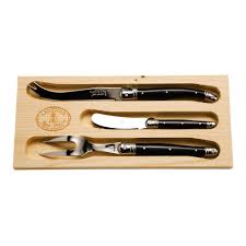 Jean Dubost 3pc Cheese Set with Black Handles