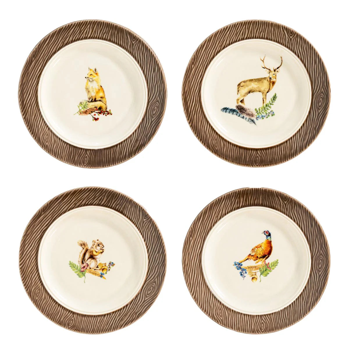 Juliska Forest Walk Set of 4 Animal Cocktail Plates