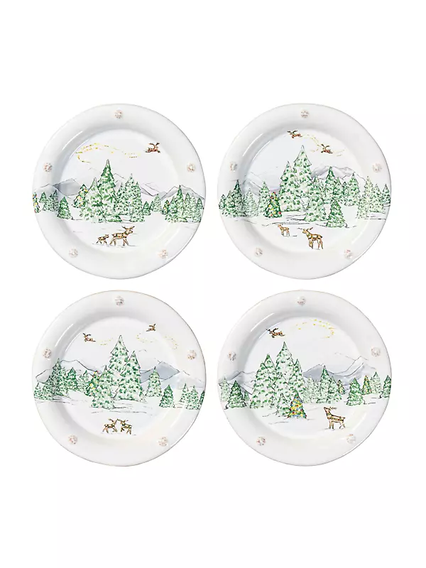 Juliska Berry & Thread North Pole Side/Cocktail Plate Assorted Set/4