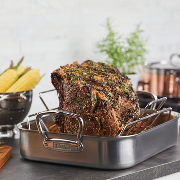 Hestan Provisions 14.5-inch Classic Clad Roaster with Rack