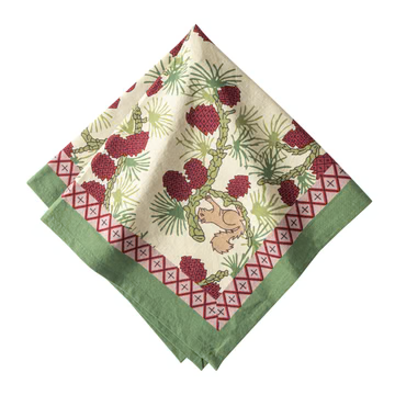 Couleur Nature Squirrel & Pinecone Red & Brown Napkin