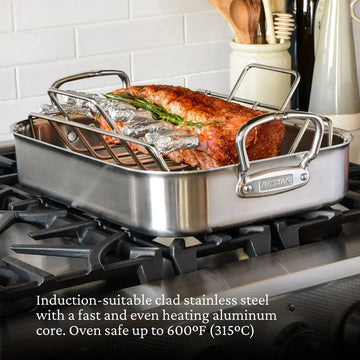 Hestan Provisions 16.5-inch Classic Clad Roaster with Rack