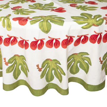 Couleur Nature French Tablecloth Fig Red & Green 71 x 106