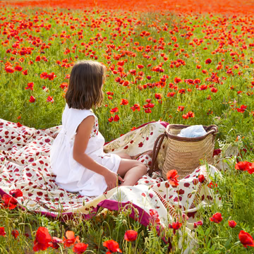 Couleur Nature French Tablecloth Poppies 59"x59"