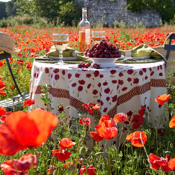 Couleur Nature French Tablecloth Poppies 59"x59"