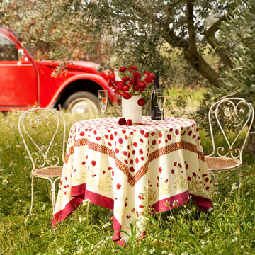 Couleur Nature French Tablecloth Poppies 59"x59"