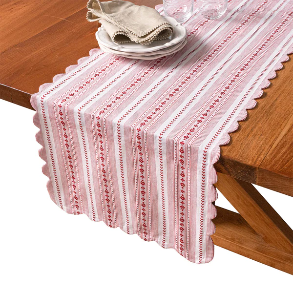 Juliska Villa Stripe 18" x 90" Table Runner - Ruby