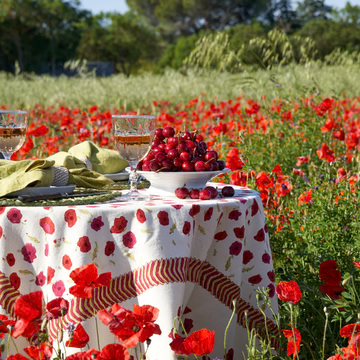 Couleur Nature French Tablecloth Poppies 59"x59"