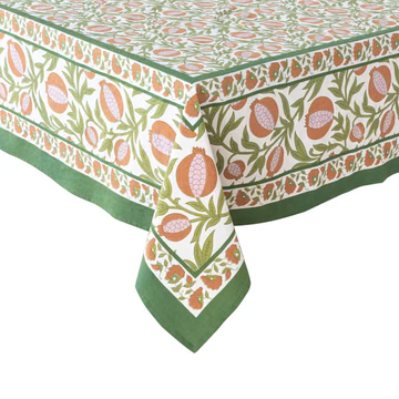 Couleur Nature French Tablecloth Grenadine Orange & Green 59"x59"