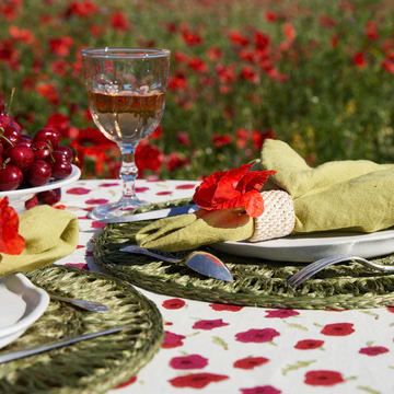 Couleur Nature French Tablecloth Poppies 59"x59"