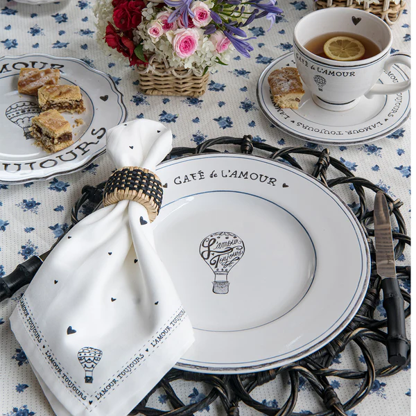 Juliska L'Amour Toujours Napkin - White/Black