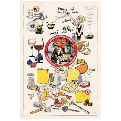 Torchons & Bouchons Tea Towel Cheese Party