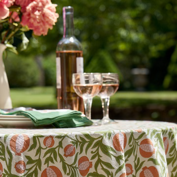 Couleur Nature French Tablecloth Grenadine Orange & Green 59"x59"