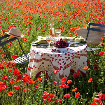 Couleur Nature French Tablecloth Poppies 59"x59"