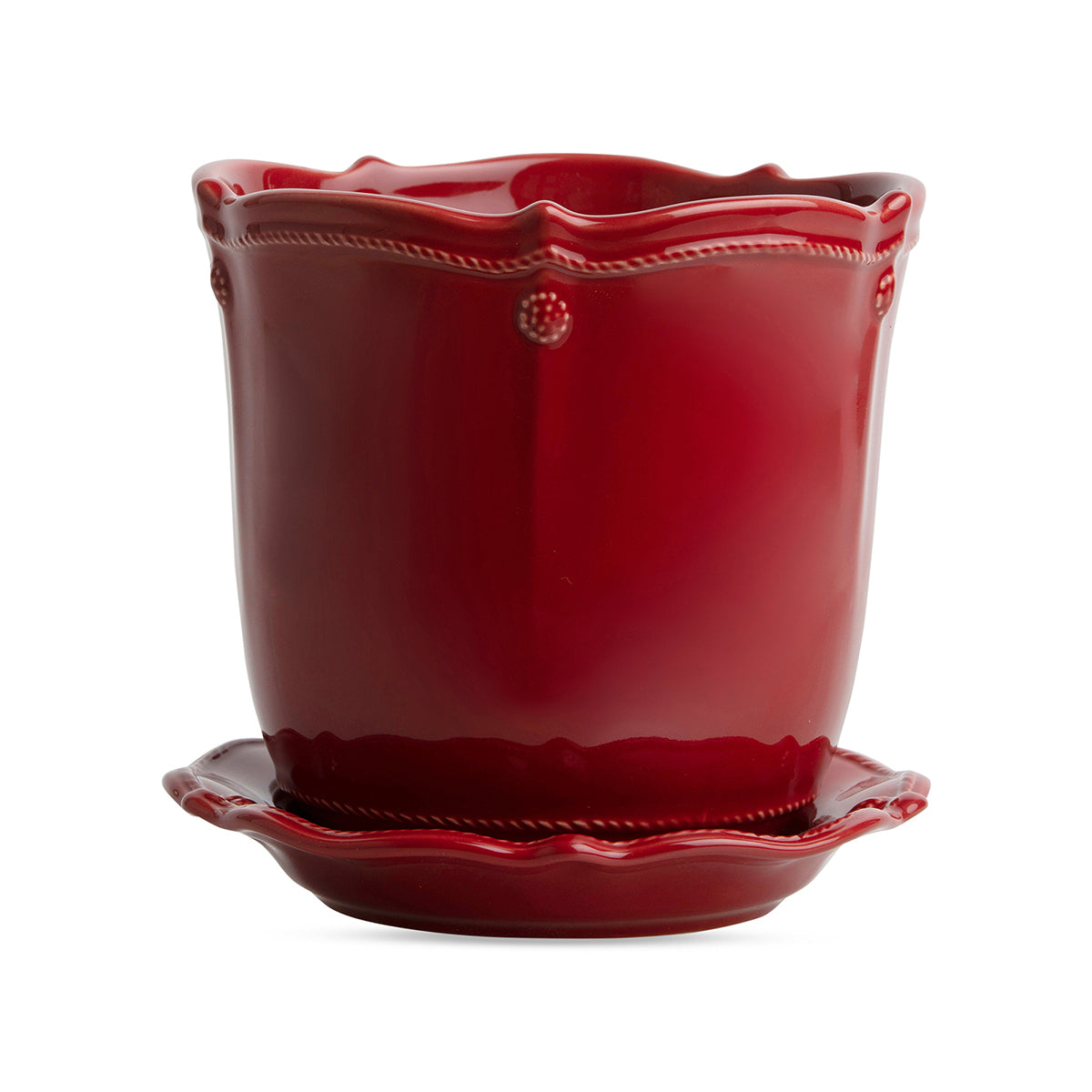 Juliska Berry & Thread Ruby 7" Planter & Saucer