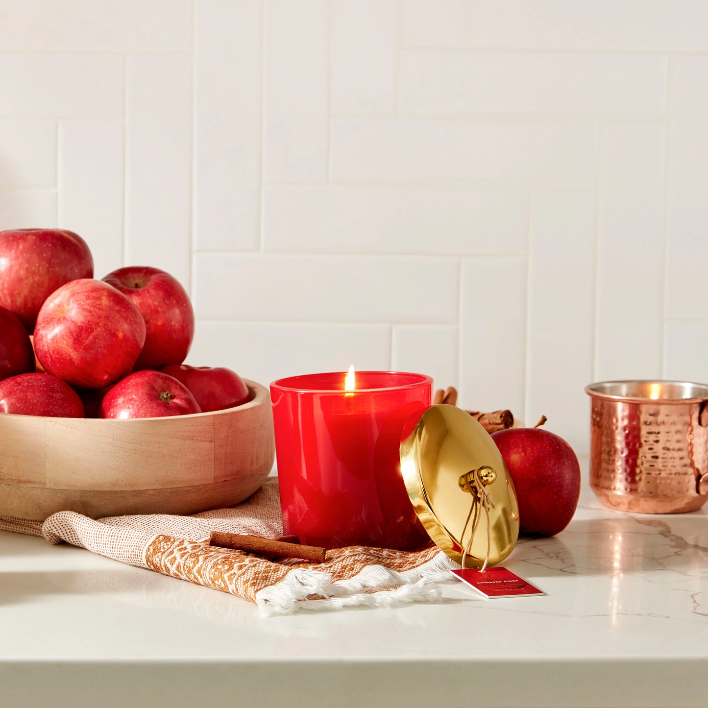 Thymes Simmered Cider Harvest Red Poured Candle